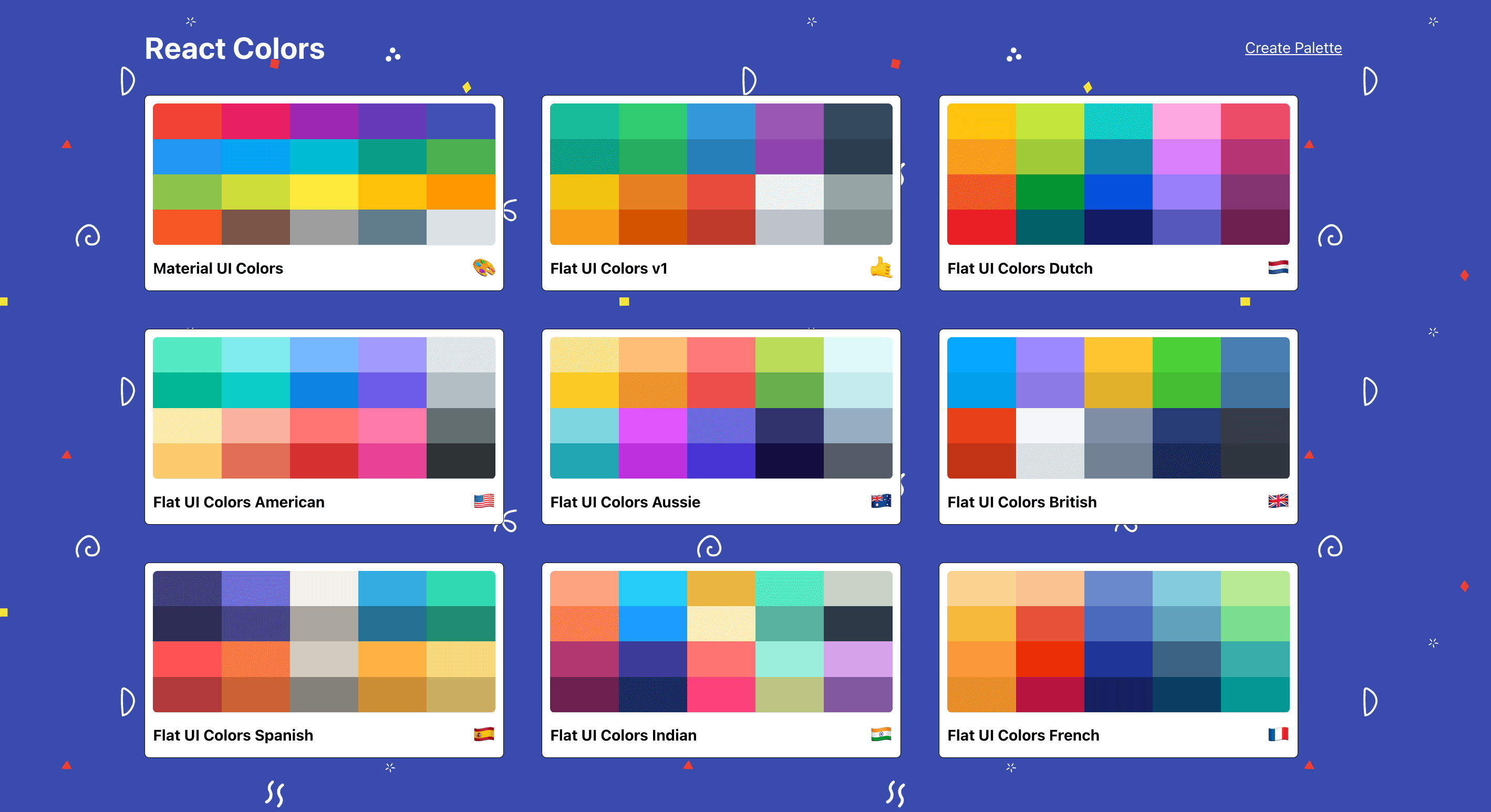A screenshot of Color Palette Generator homepage