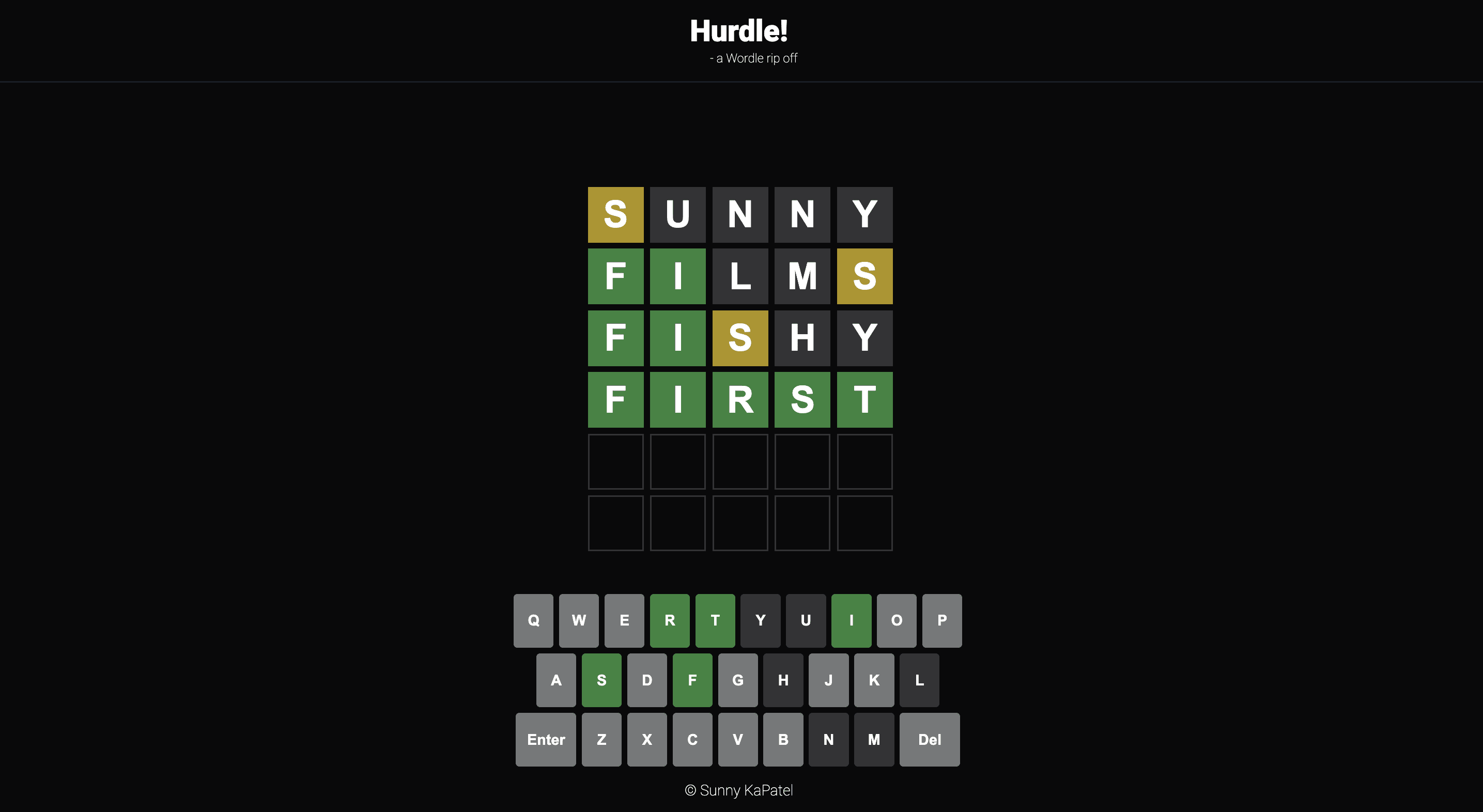 A screenshot of Hurdle homepage